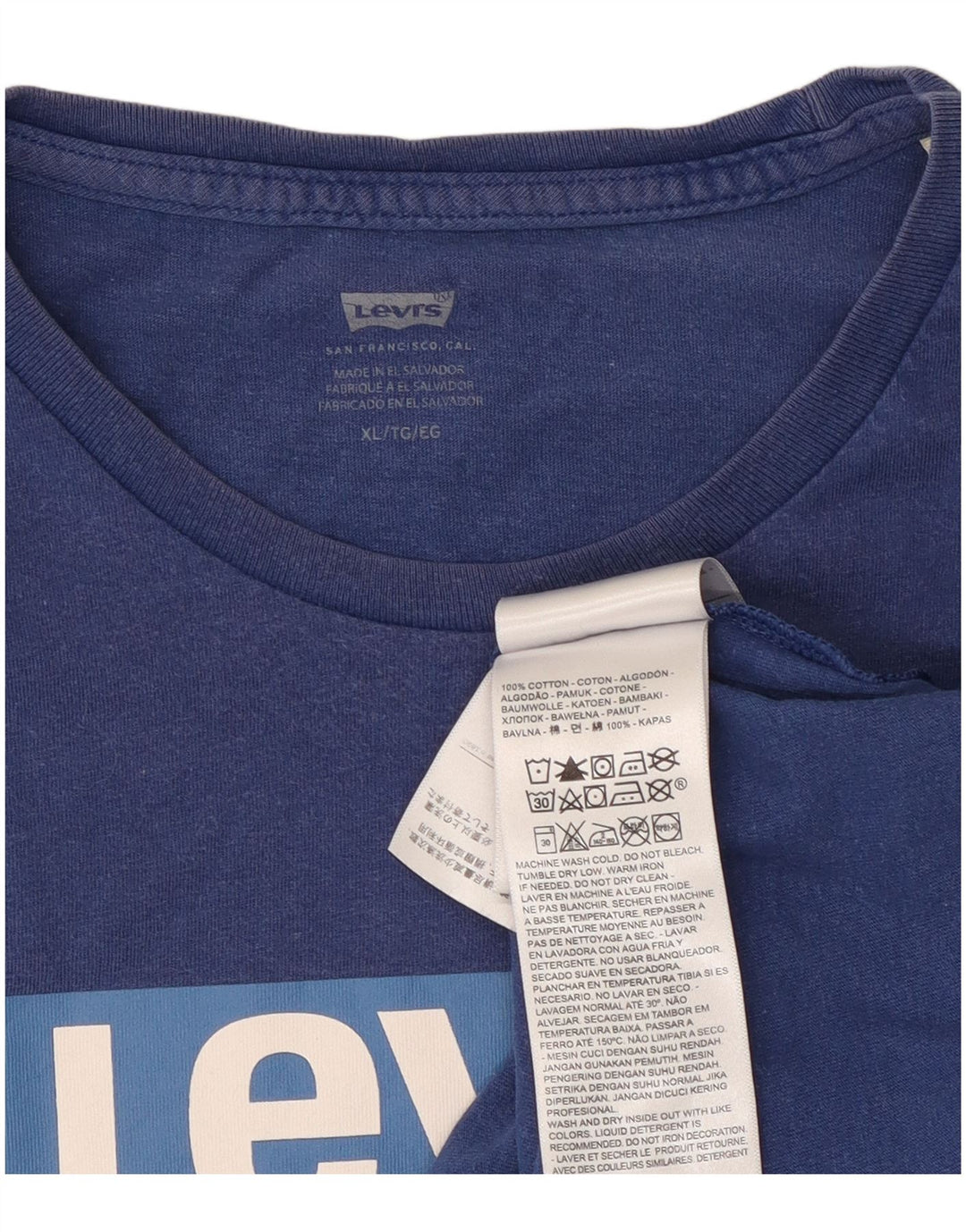 Levi's Hombre Camiseta Gráfica Top XL Algodón Azul