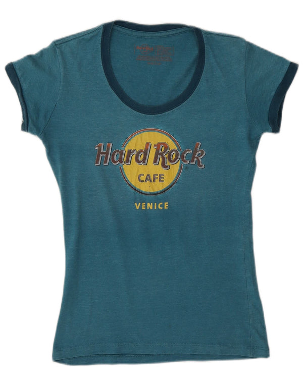 Hard Rock Cafe Mujer Venice Graphic Camiseta Top UK 10 Small Azul Algodón