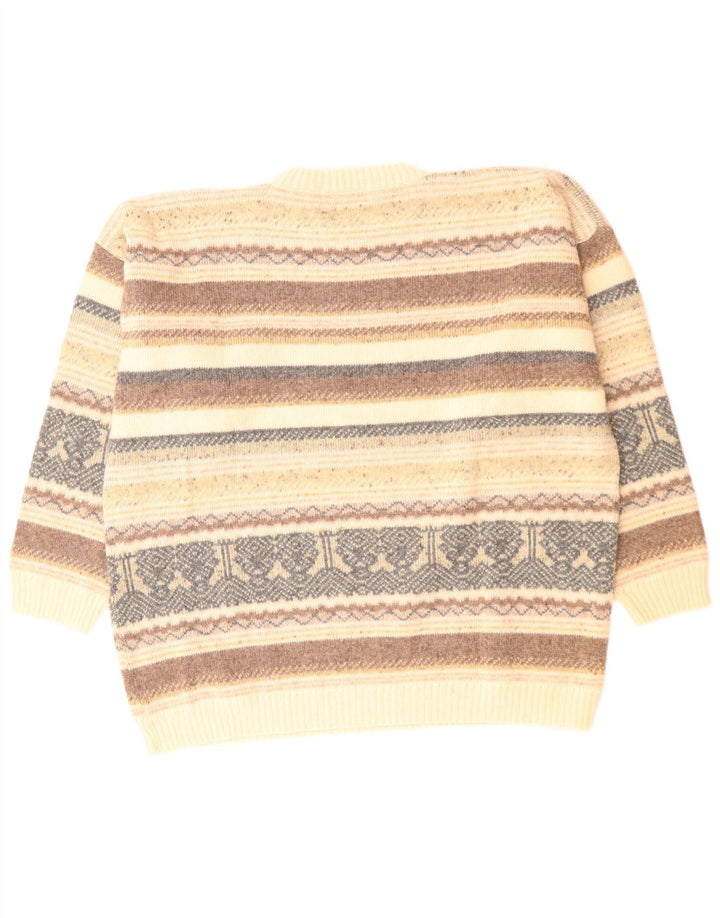 CALLE. BERNARD Jersey de cuello redondo para hombre talla 44/46 XL Beige Fair Isle