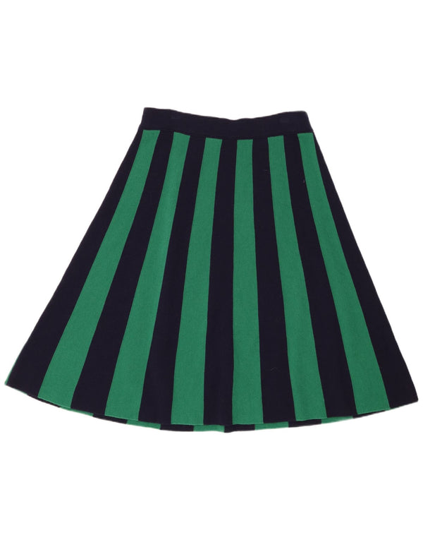 Benetton Mujer Falda Acampanada De Punto Mediana W30 L26 Lana A Rayas Verde