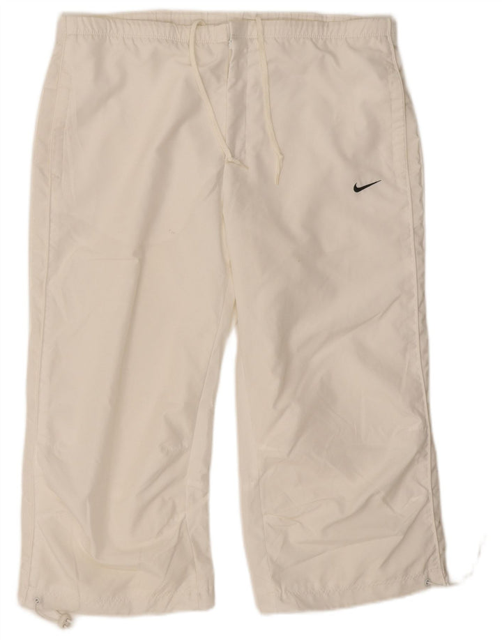 Nike Mujer Capri Chándal Pantalones UK 14/16 Grande Blanco Poliéster