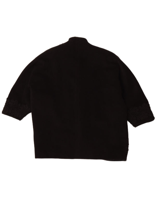 VINTAGE Chaqueta Blazer de manga 3/4 de gran tamaño para mujer IT 48 XL Negro Floral