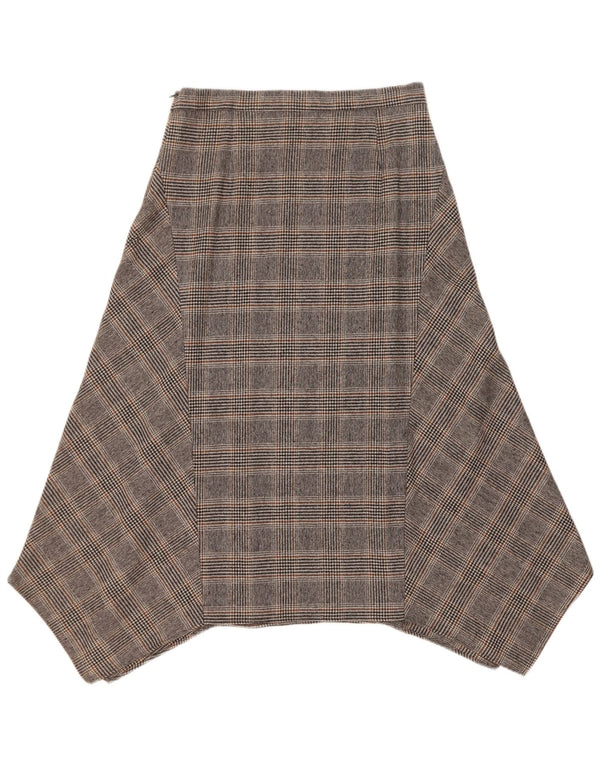 Falda Asimétrica Mujer Massimo Dutti EU 40 Medium W30 Lana Cuadros Gris