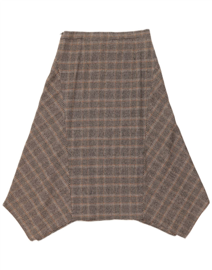 Falda Asimétrica Mujer Massimo Dutti EU 40 Medium W30 Lana Cuadros Gris