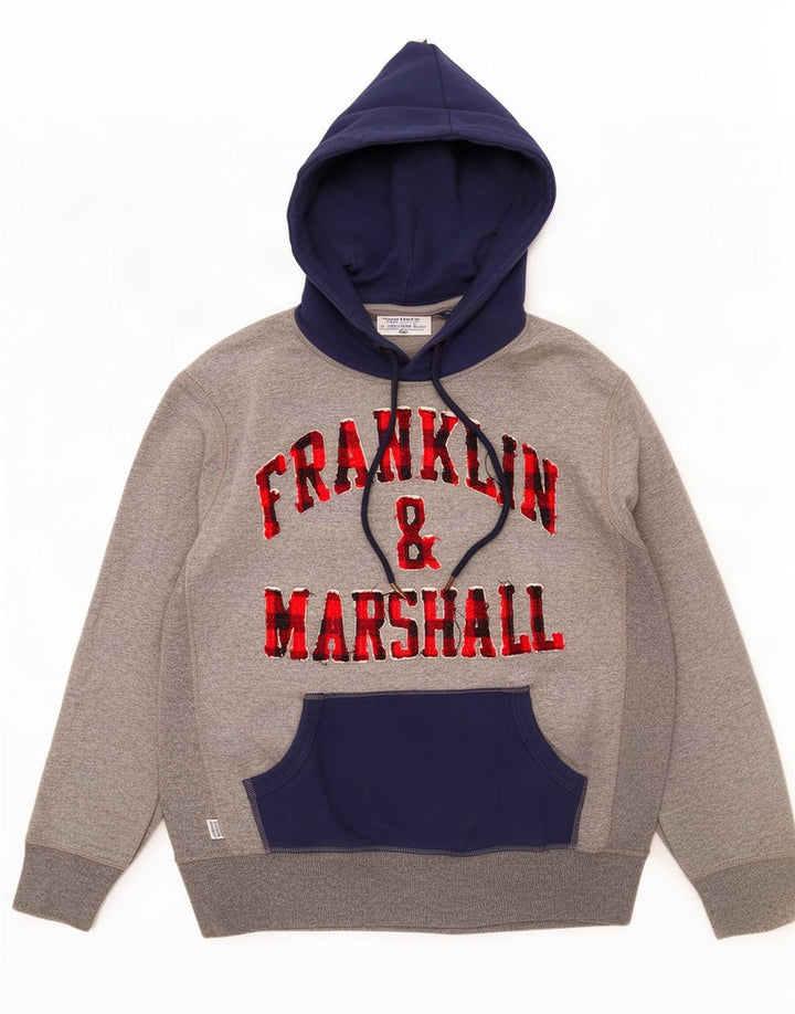Franklin & Marshall Hombre Sudadera Con Capucha Gráfica Grande Gris Colorblock
