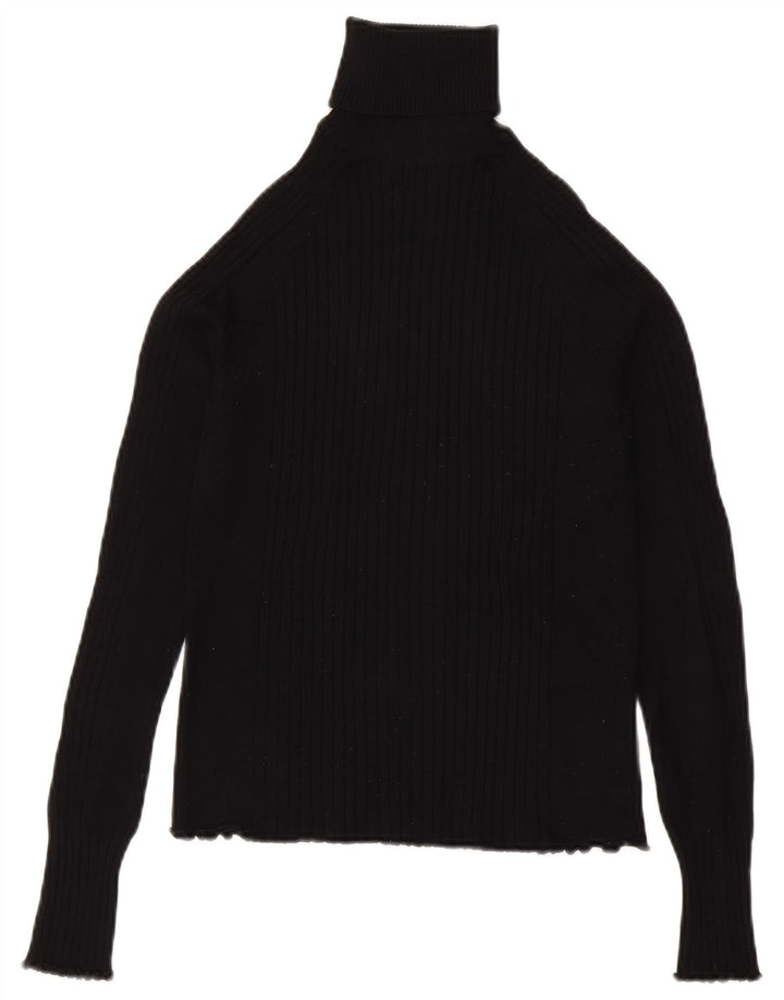 Zara Mujer Roll Neck Jumper Sweater UK 8 Small Viscosa Negra