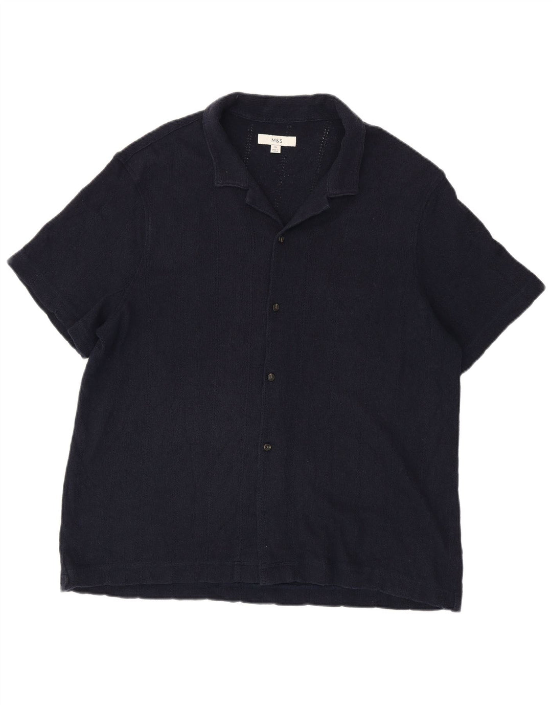 Marks & Spencer Camisa de manga corta para hombre 2XL Algodón azul marino