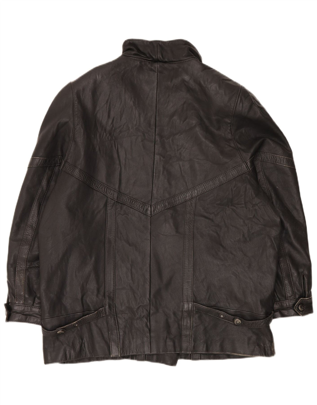 Vintage mujer chaqueta de cuero de gran tamaño EU 46 XL cuero negro