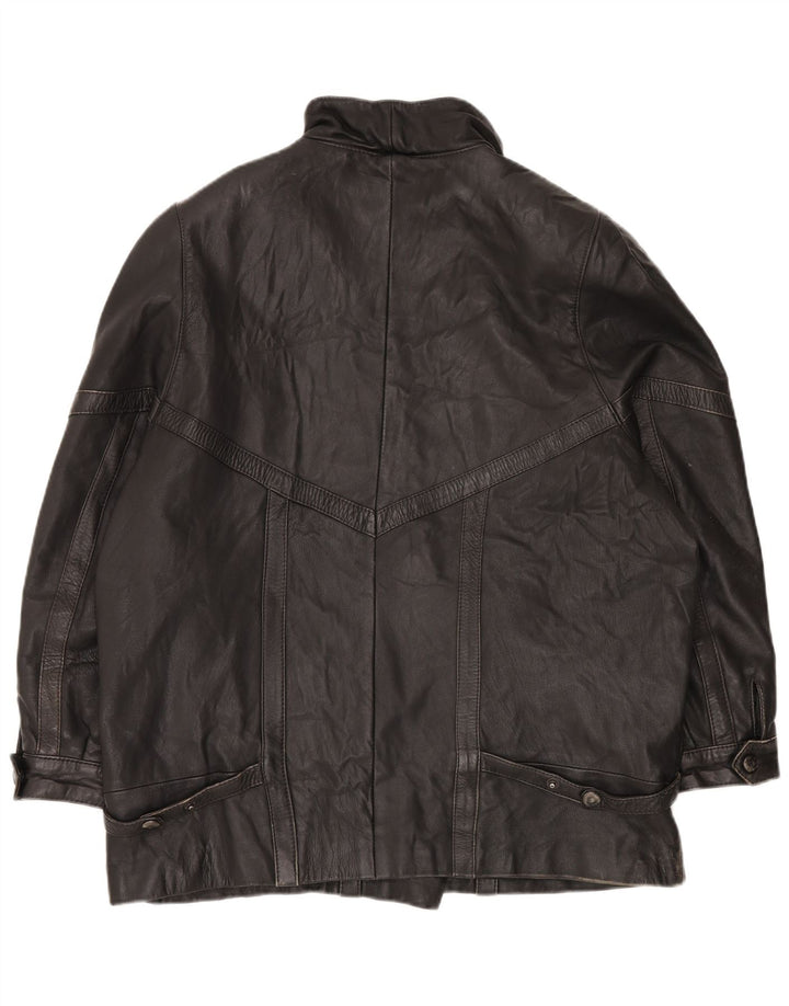 Vintage mujer chaqueta de cuero de gran tamaño EU 46 XL cuero negro