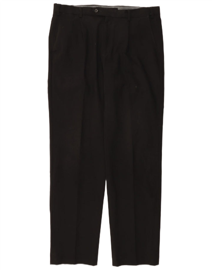 MARKS & SPENCER Pantalón de traje de corte regular para hombre W36 L33 Poliéster negro