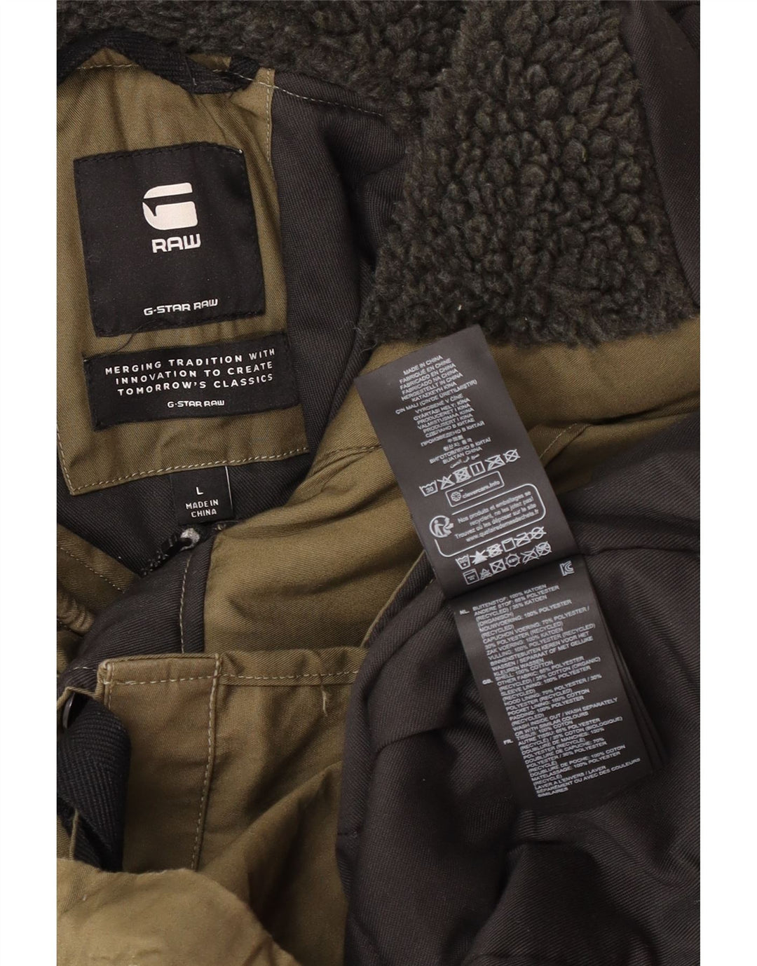 Parka con capucha para hombre G-Star UK 40 Large Poliéster caqui
