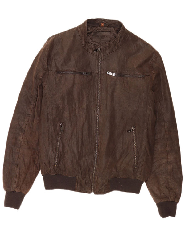 Conbipel Chaqueta Bomber De Cuero Para Hombre IT 50 Grande Marrón