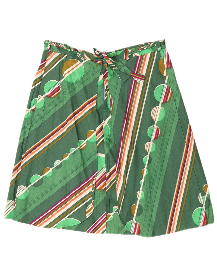 Vintage mujer A-Line falda W30 verde medio geométrico