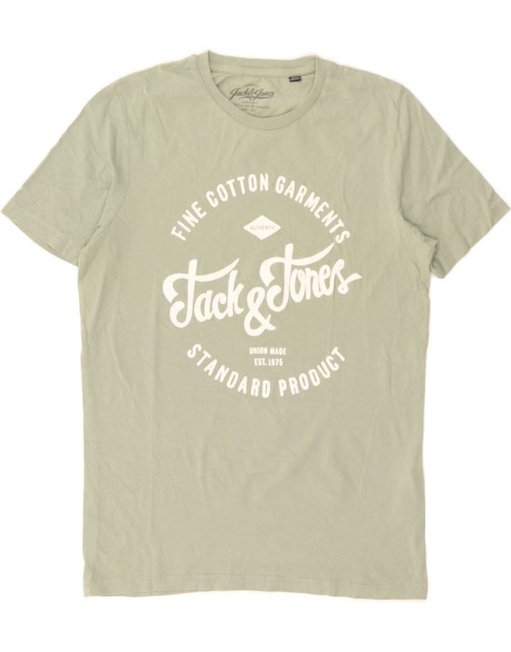 JACK & JONES Mens Graphic T-Shirt Top Medium Green Cotton Vintage Jack & Jones and Second-Hand Jack & Jones from Messina Hembry 
