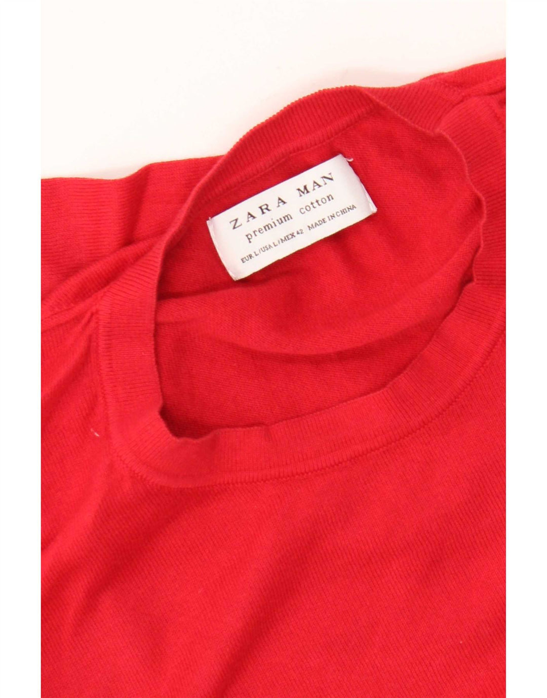 Zara Hombre Jersey Cuello Redondo Jersey Grande Algodón Rojo