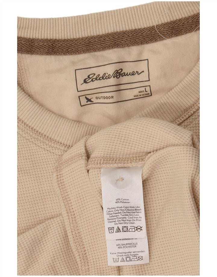 Eddie Bauer Hombres Top Manga Larga Grande Algodón Beige