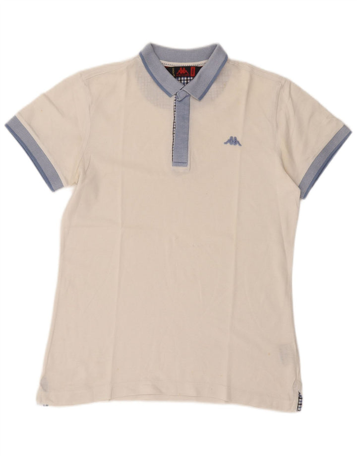 Polo Kappa Hombre De Algodón Color Block Blanco Mediano