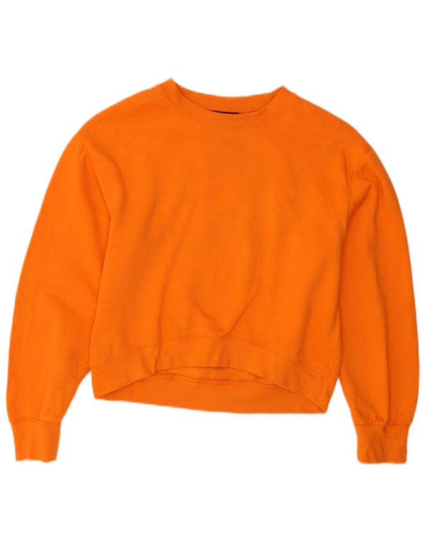 Zara Mujer Crop Oversize Sudadera Jumper UK 10 Small Naranja Poliéster
