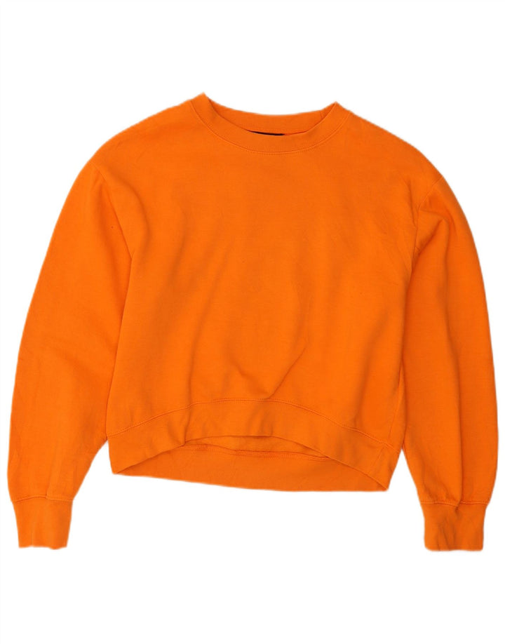 Zara Mujer Crop Oversize Sudadera Jumper UK 10 Small Naranja Poliéster