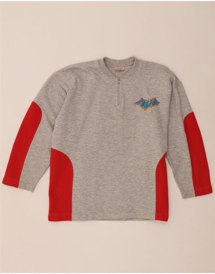 Stefanel Sudadera con estampado gráfico para niños 10-11 años Bloque de color gris