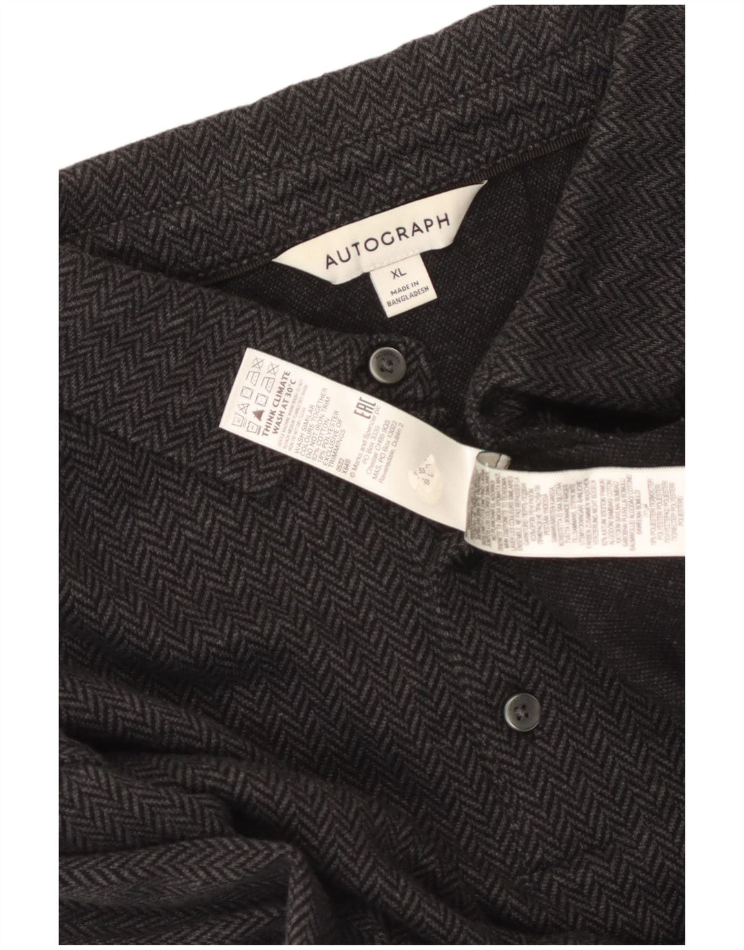 Marks & Spencer Camisa tipo jersey con autógrafo para hombre XL Algodón en espiga negro