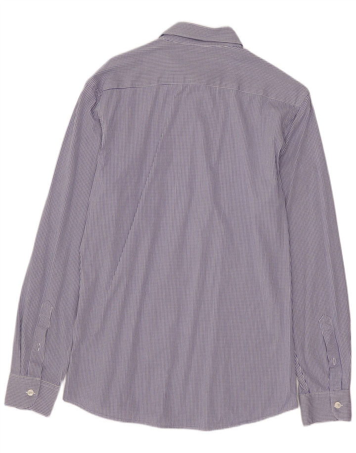 ZARA Hombre Camisa Slim Fit Algodón Cuadros Azul Medio