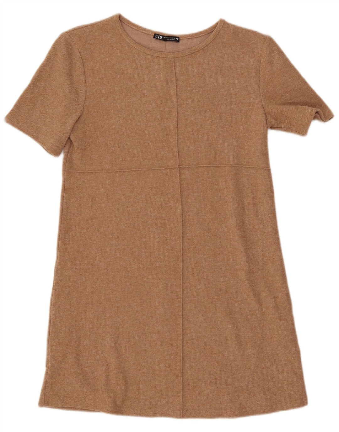 ZARA Vestido tipo jersey de manga corta para mujer UK 40 Poliéster beige medio