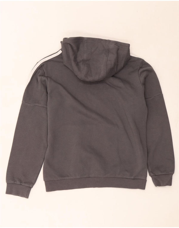 Adidas - Sudadera con capucha para niño, diseño de tres rayas, 11-12 años, algodón gris