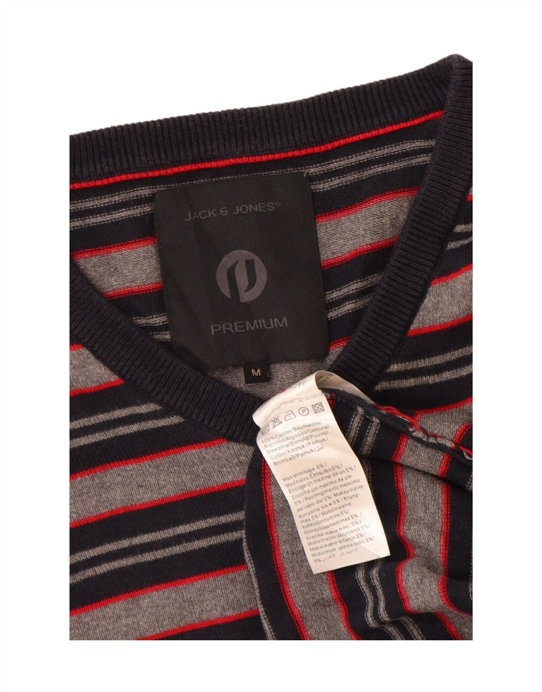 Jack & Jones Hombre Jersey Con Cuello En V De Algodón A Rayas Gris Medio