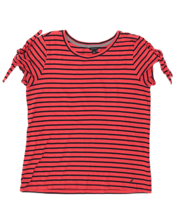Nautica Camiseta para mujer Top UK 44 Grande Algodón a rayas rojas