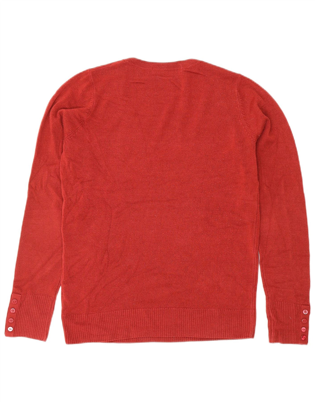 MARKS & SPENCER Suéter con cuello en V para mujer UK 10 Pequeño Rojo Poliacrílico