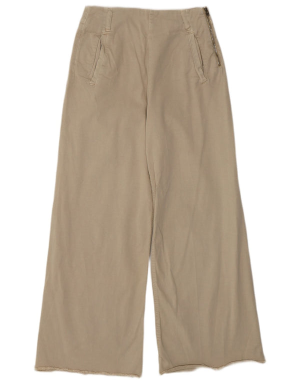 Zara Pantalones Casuales De Pierna Ancha Y Cintura Alta para Mujer EU 34 2XS W24 L26 Beige