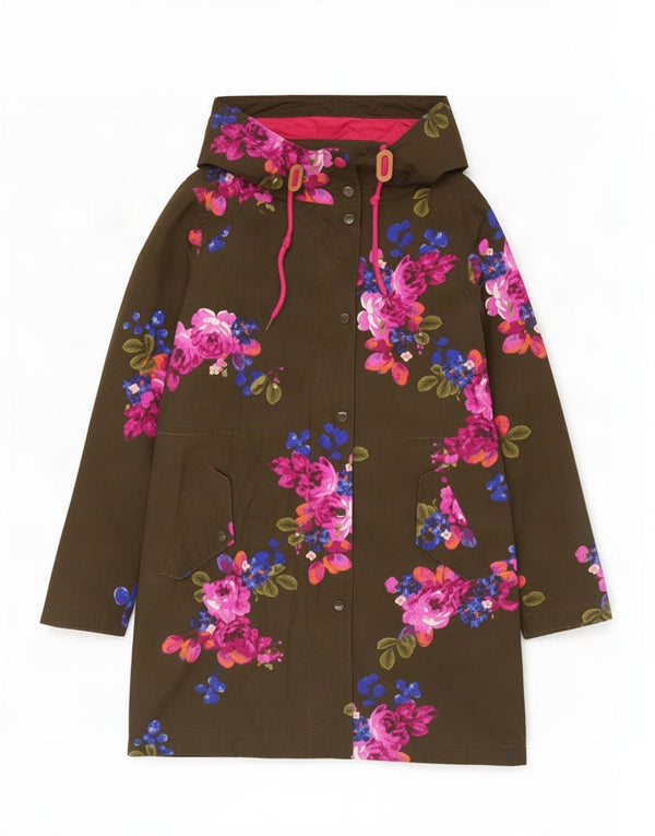 Chubasquero con capucha para mujer Joules UK 8 Small Khaki Floral Cotton