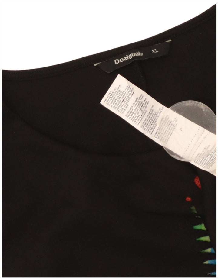 Desigual Vestido tubo gráfico para mujer UK 40 XL Poliéster geométrico negro