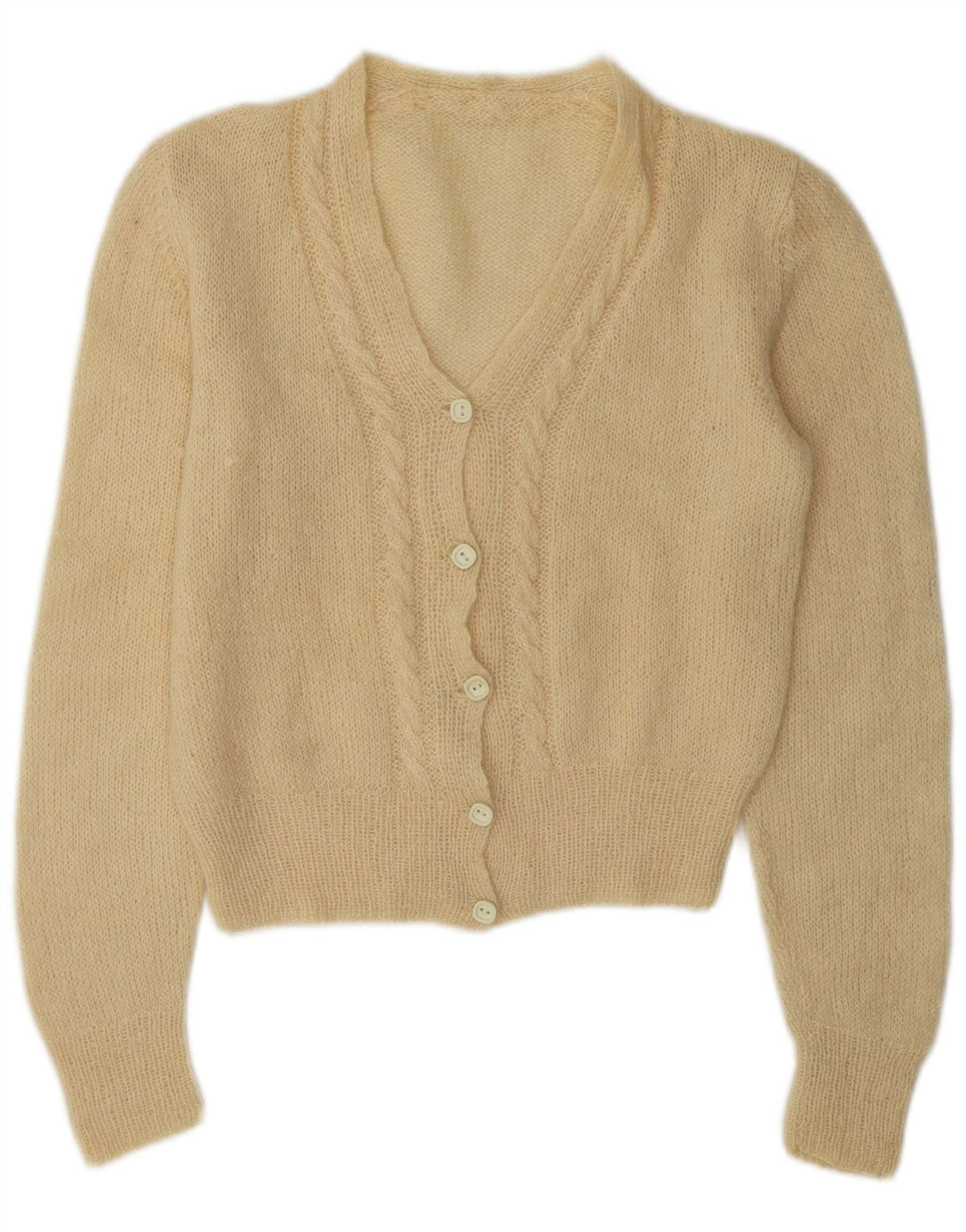 Vintage mujer Cardigan suéter Reino Unido 12 medio blanco apagado