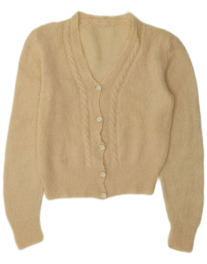 Vintage mujer Cardigan suéter Reino Unido 12 medio blanco apagado