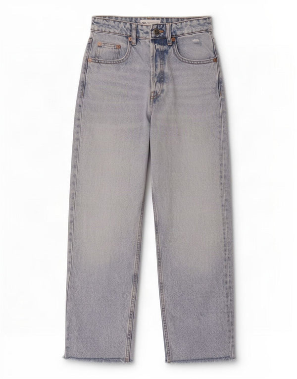 Zara Vaqueros Holgados De Cintura Alta Para Mujer EU 34 2XS W24 L26 Azul