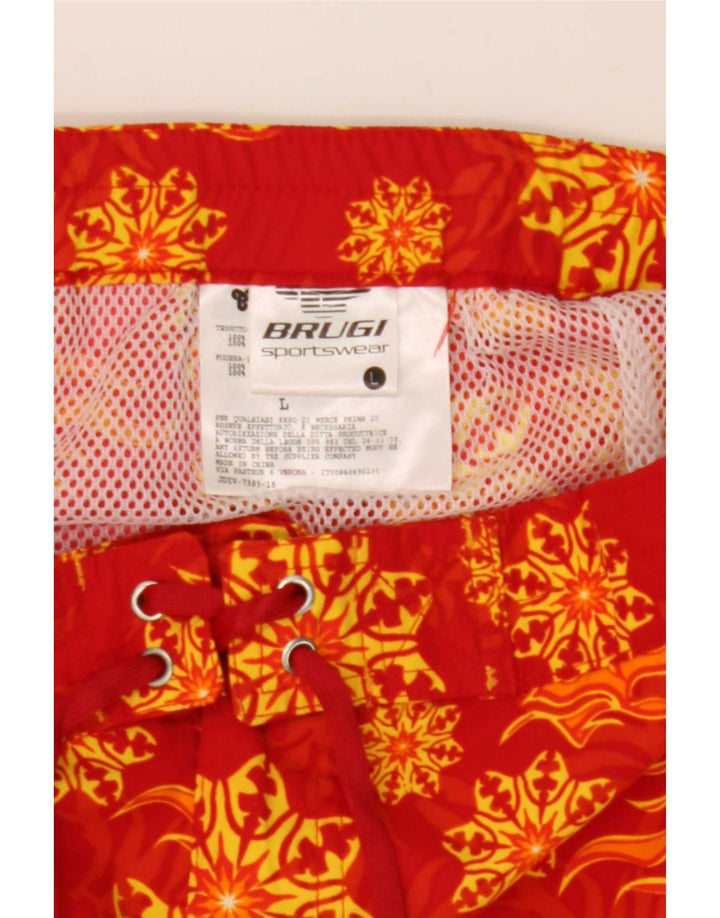 Bañador Brugi Hombre con Estampado Abstracto, Grande, Nailon Rojo