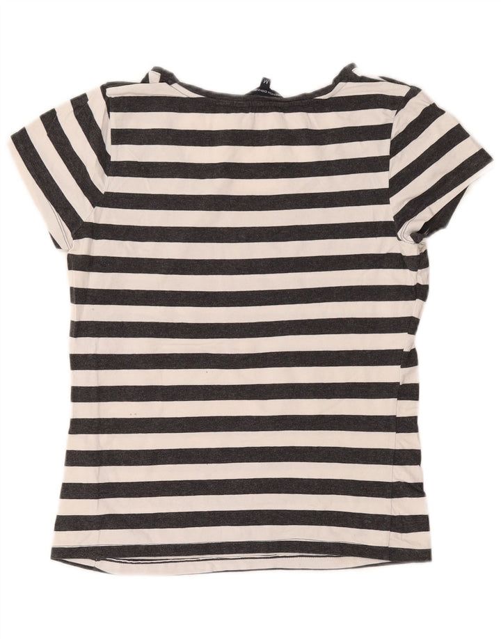 FRENCH CONNECTION Camiseta para mujer Top UK 12 Algodón a rayas gris medio