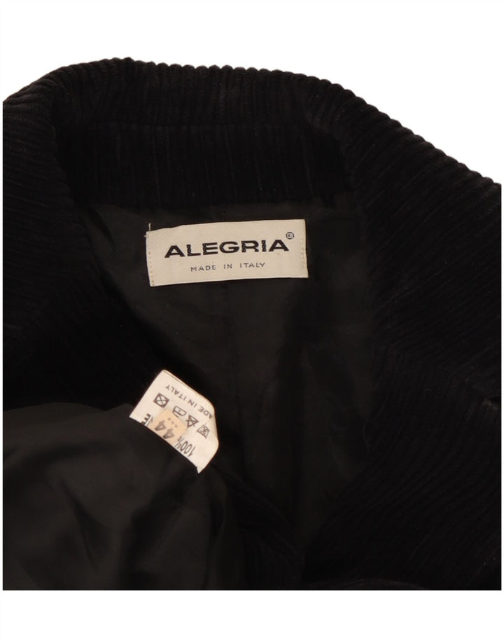 Alegria Chaqueta Blazer De Pana De 2 Botones Para Mujer IT 44 Mediana Algodón Negro
