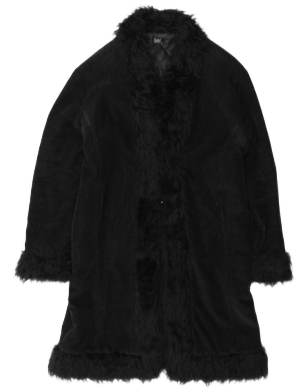 Vintage mujer abrigo Reino Unido 18 XL algodón negro
