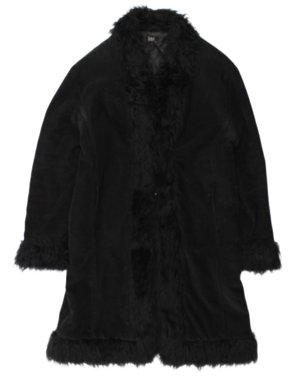 Vintage mujer abrigo Reino Unido 18 XL algodón negro
