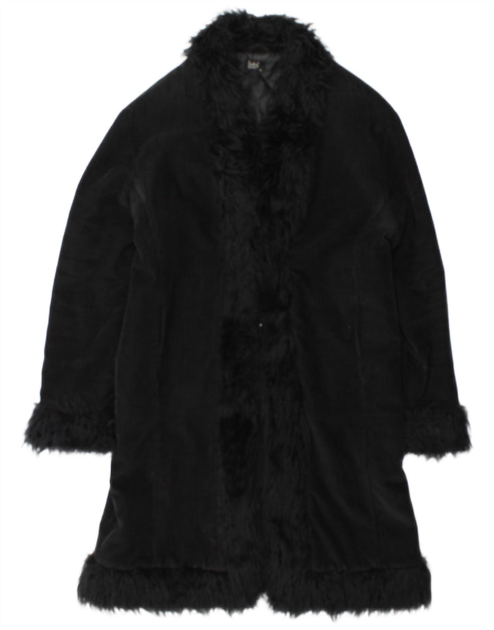 Vintage mujer abrigo Reino Unido 18 XL algodón negro