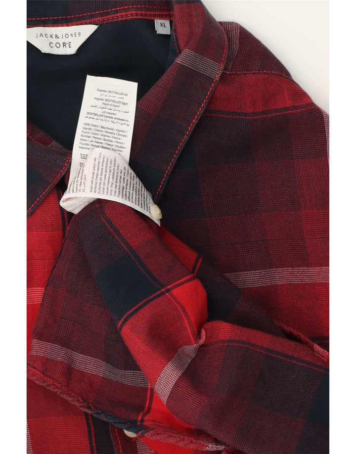 Jack & Jones Hombre Core franela camisa XL rojo cuadros algodón