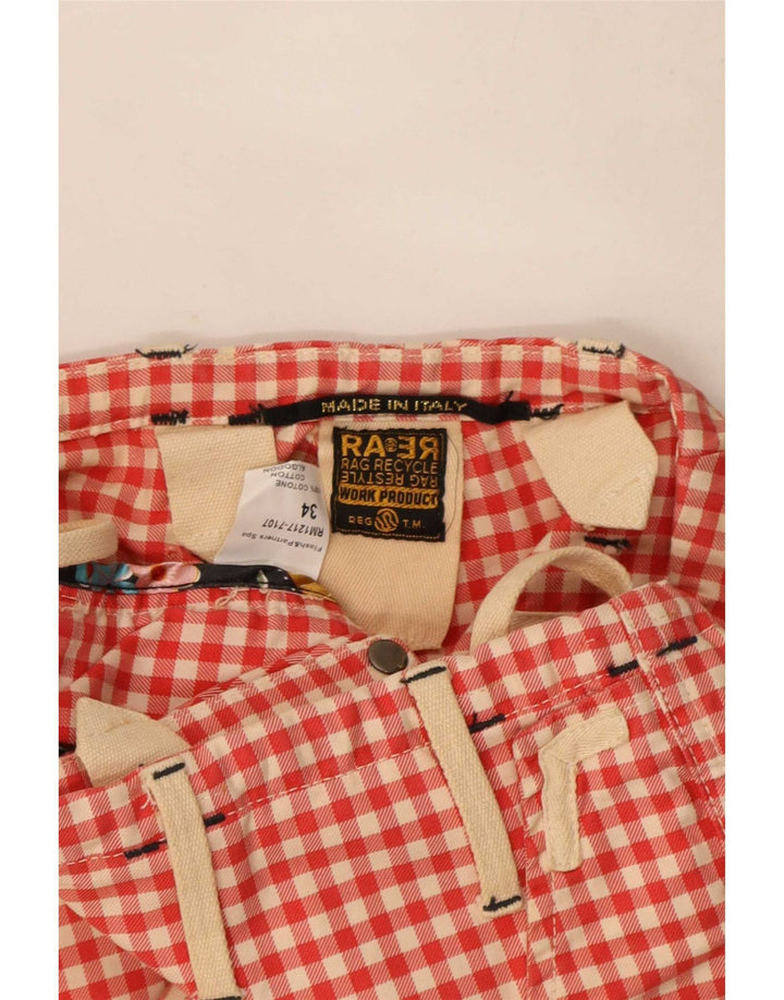 Vintage hombres cargo pantalones cortos W34 algodón rojo grande Gingham