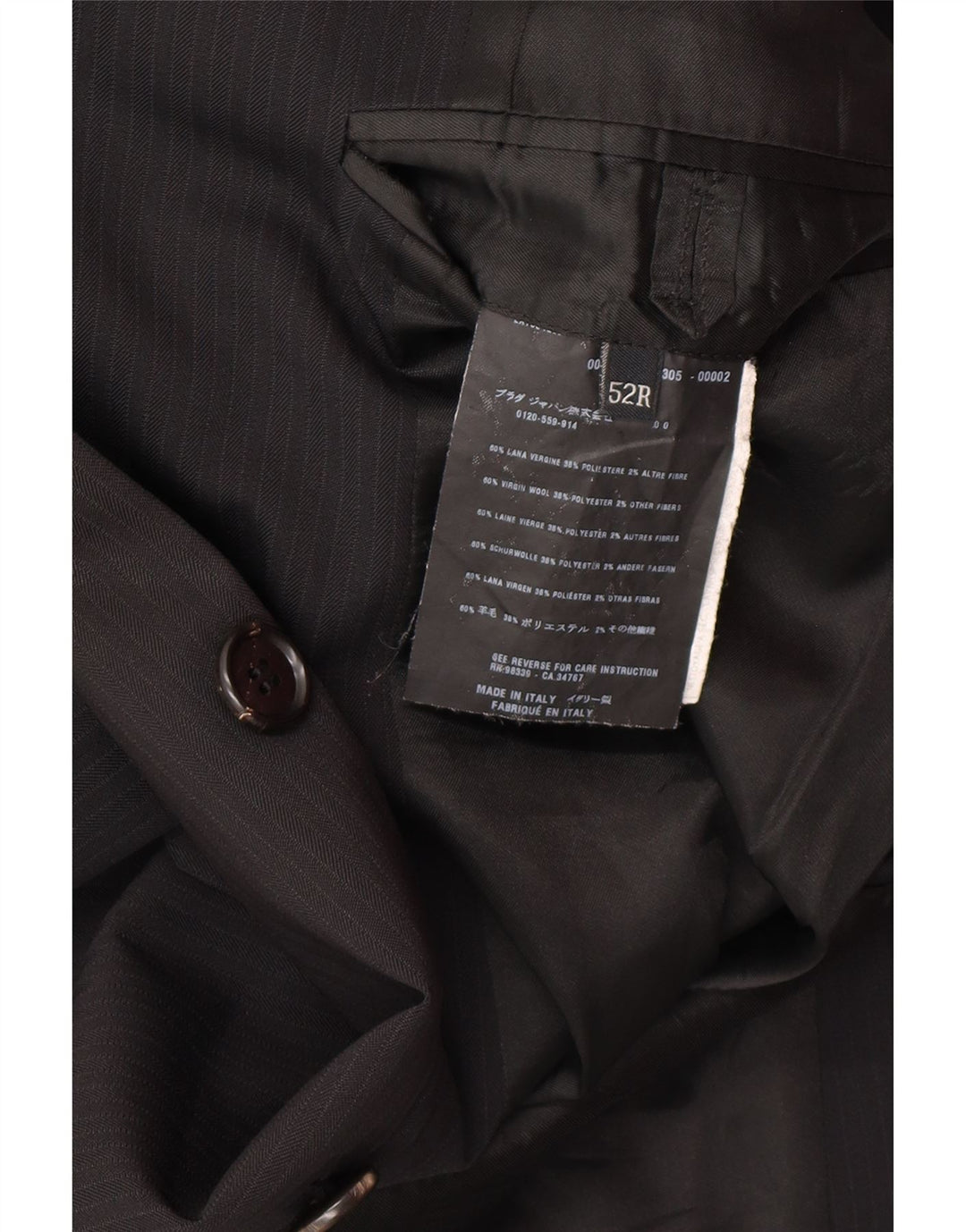 PRADA Traje de 2 piezas con 3 botones para hombre IT 52 XL W34 L30 Negro Clásico