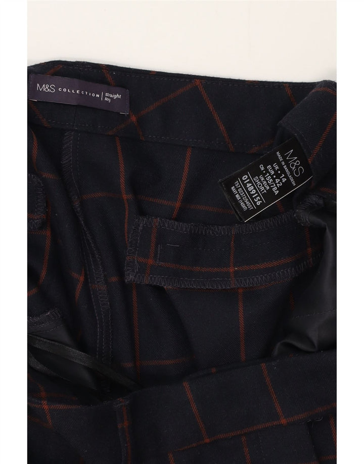 MARKS & SPENCER Pantalones de traje para mujer UK 14 Large W34 L28 Navy Blue Check