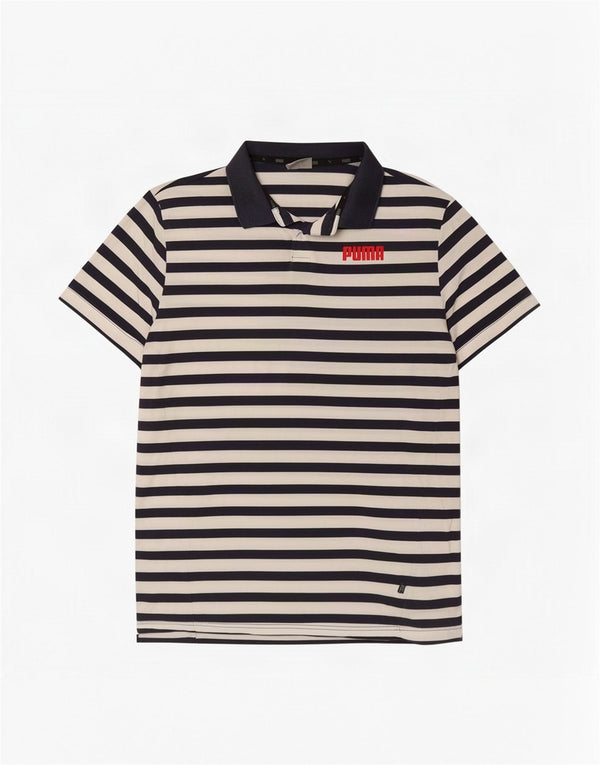 Polo Puma Hombre Algodón A Rayas Azul Marino Mediano