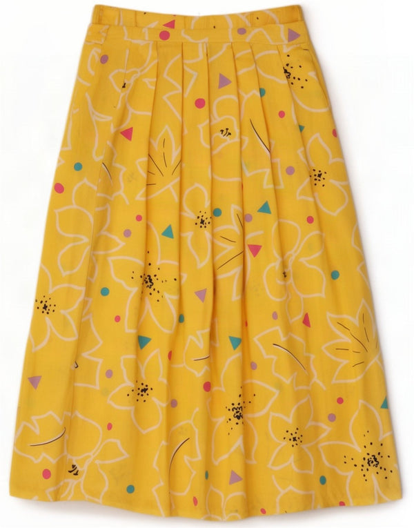 Falda plisada para mujer Chaus UK 6 XS W24 Rayón floral amarillo