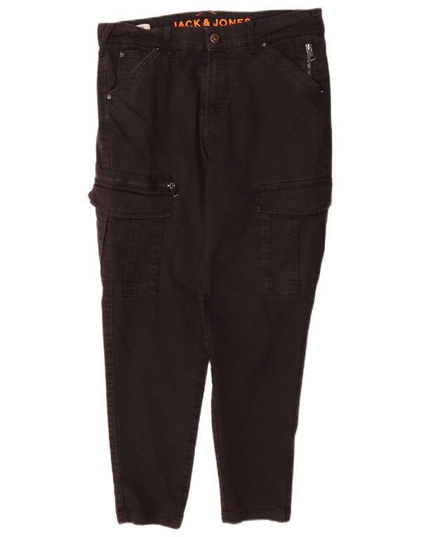 Jack & Jones Pantalones cargo cónicos para hombre W31 L30 Algodón negro